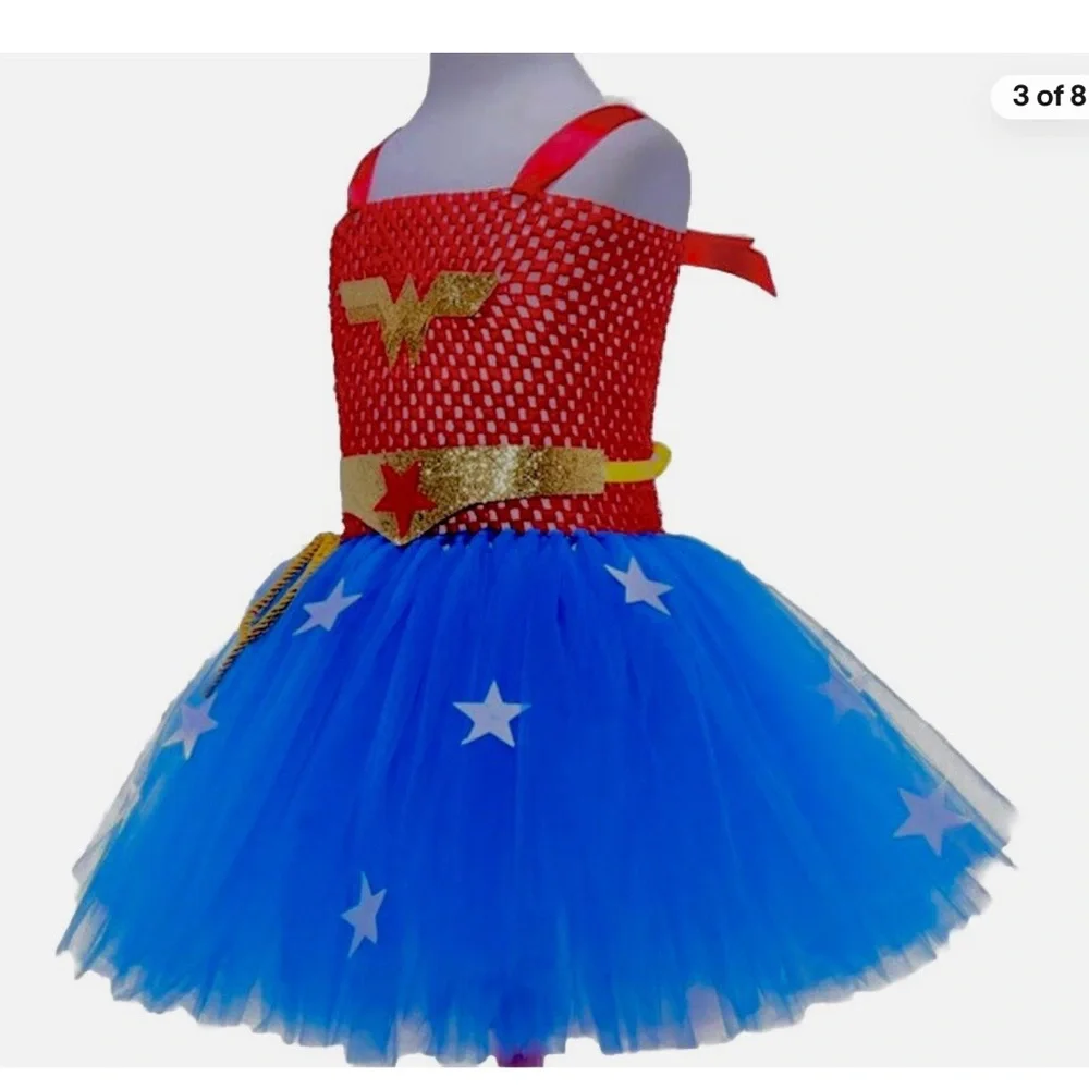 Superhero Wonder Woman Tutu Dress Costume for Kids new